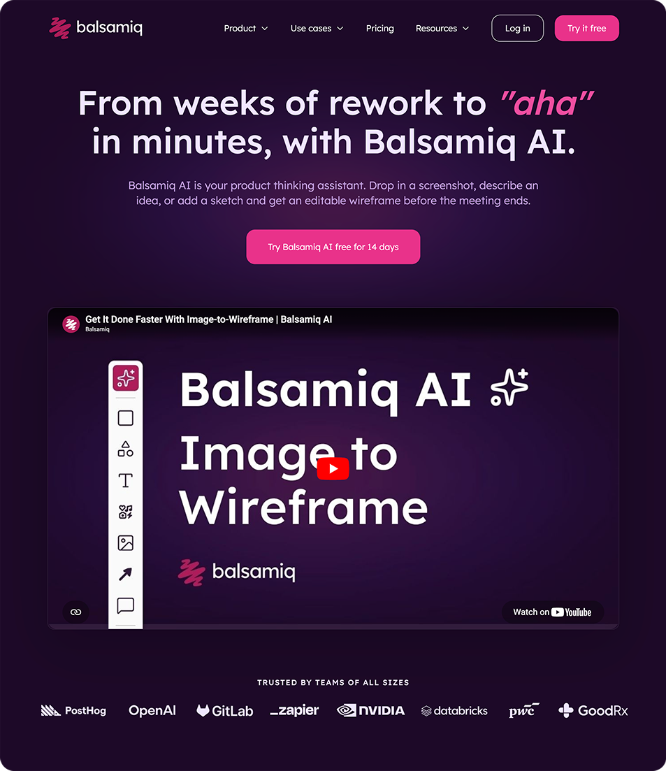 Balsamiq AI landing page